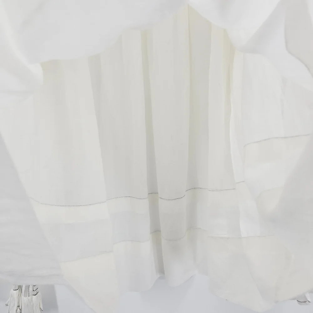 Anthropologie Blouse White Cotton Smocked Peasant‎ Long Sleeve
